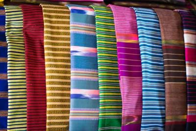 Thai silk comes in many colourful patterns